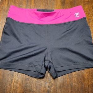 Fila Black Athletic Shorts with Pink Waistband